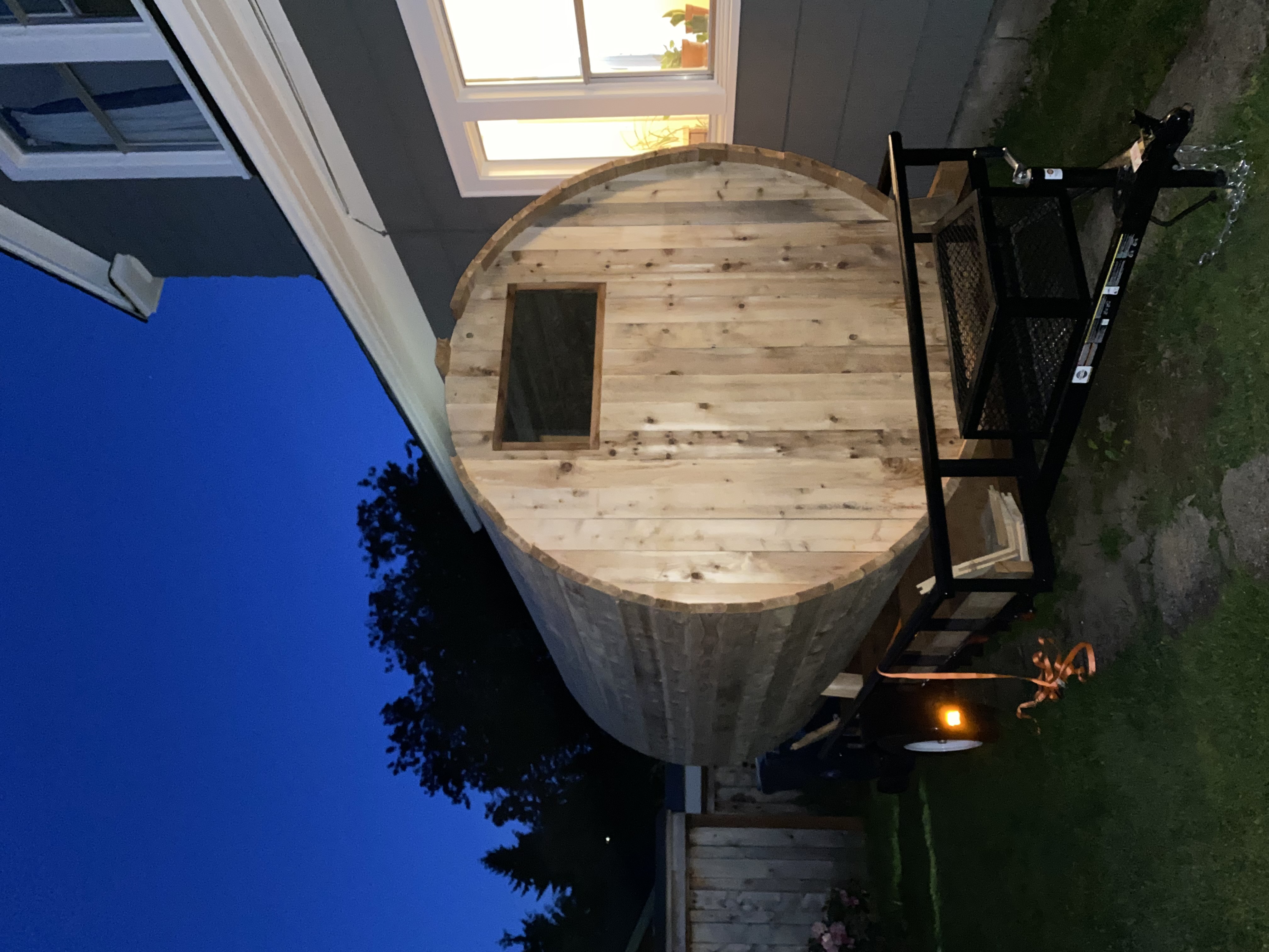 Customer barrel sauna build