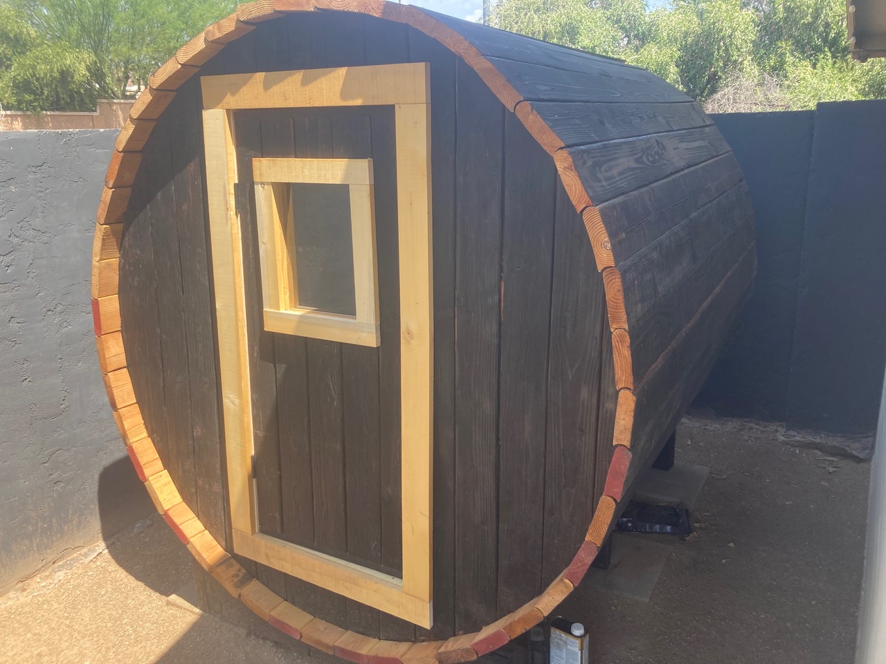 Customer barrel sauna build