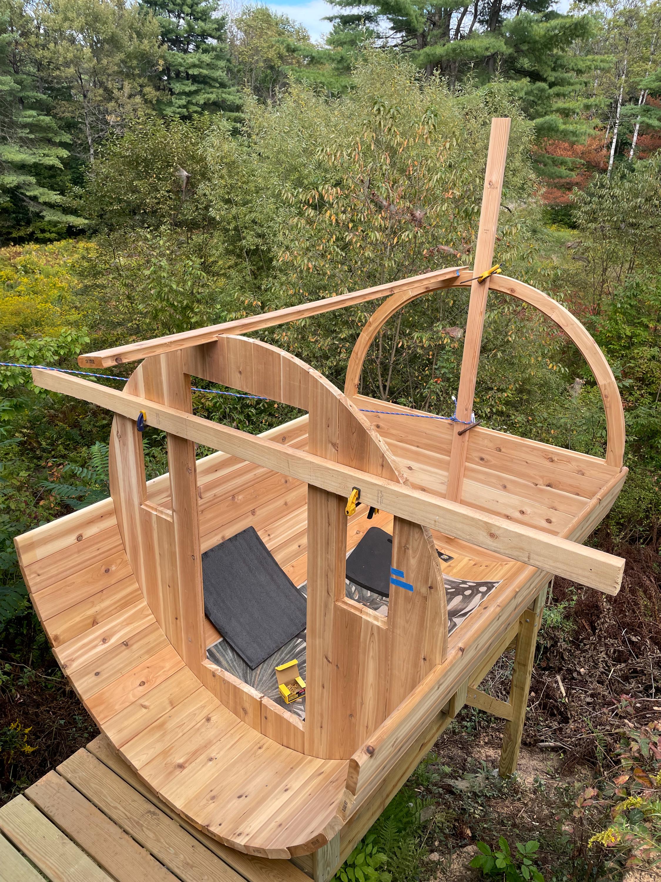 Customer barrel sauna build