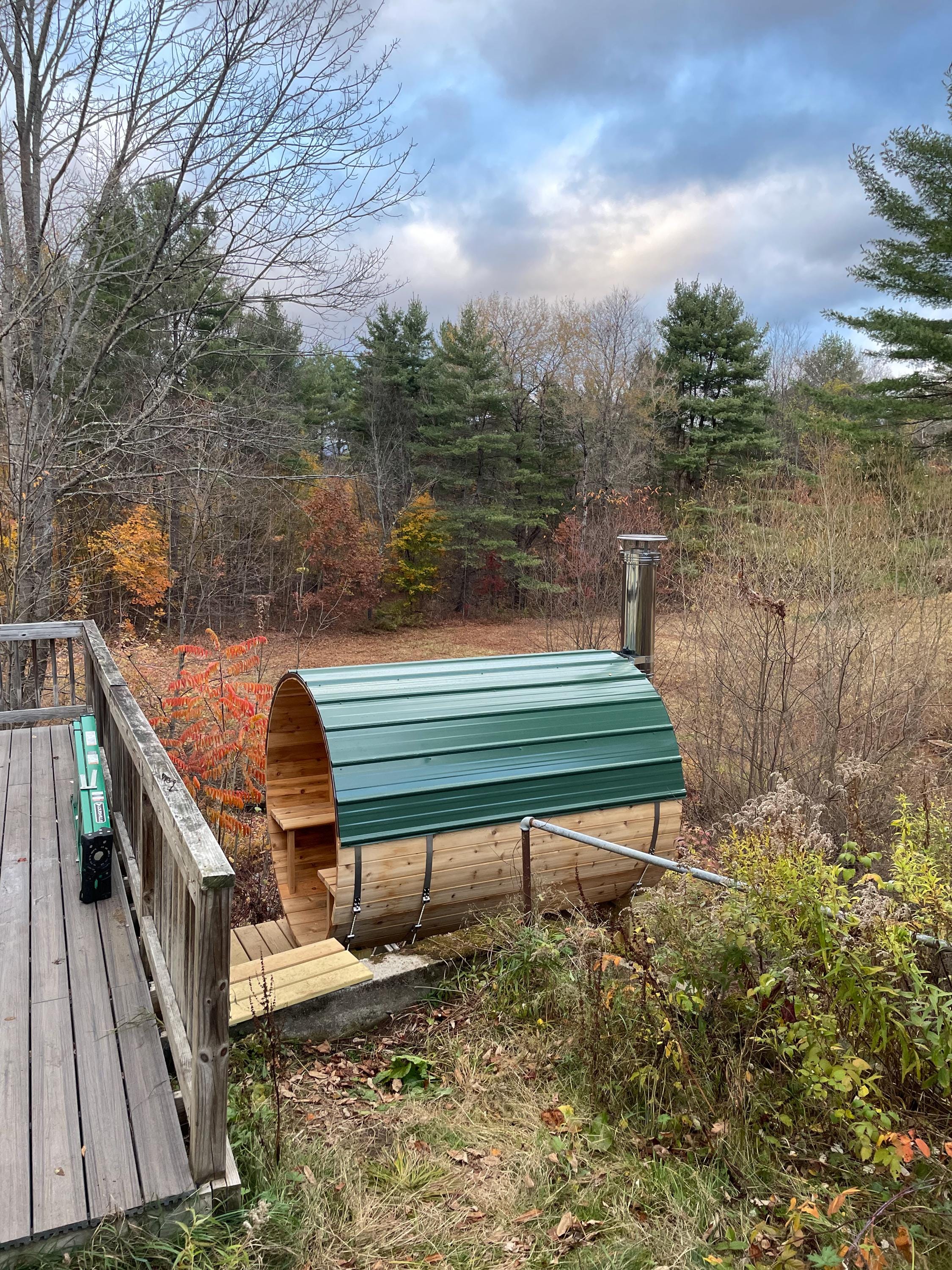 Customer barrel sauna build
