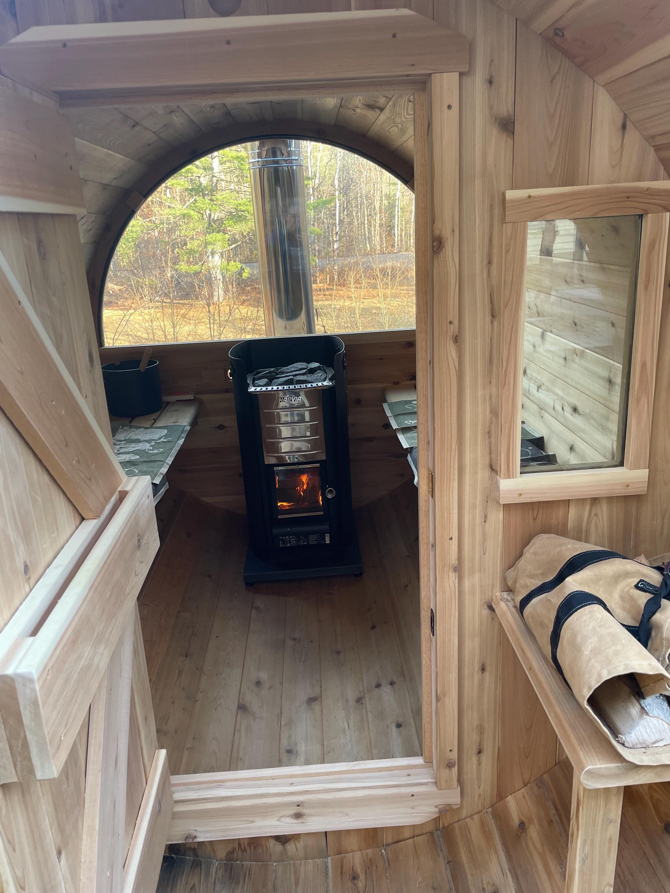 Customer barrel sauna build