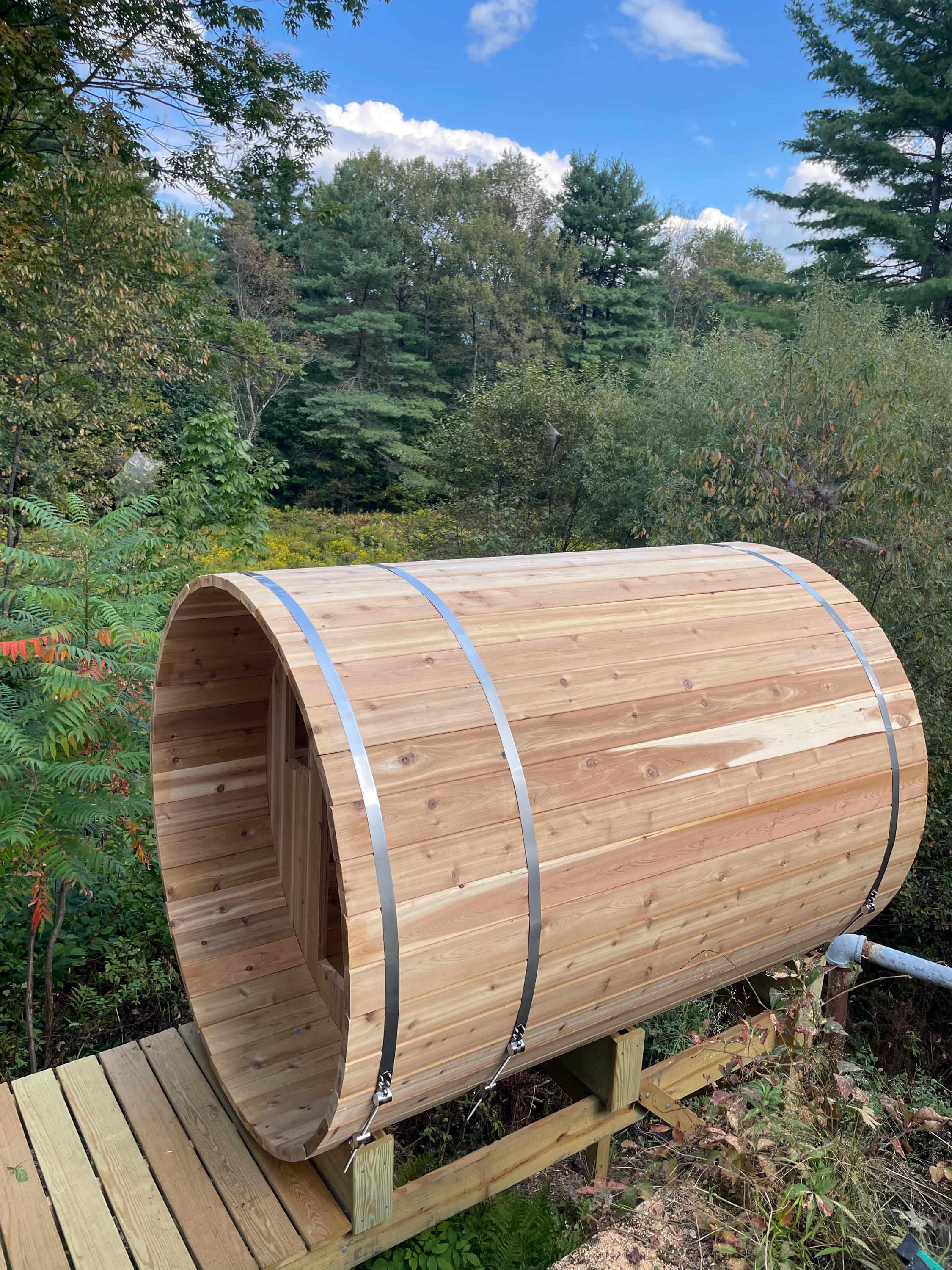 Customer barrel sauna build
